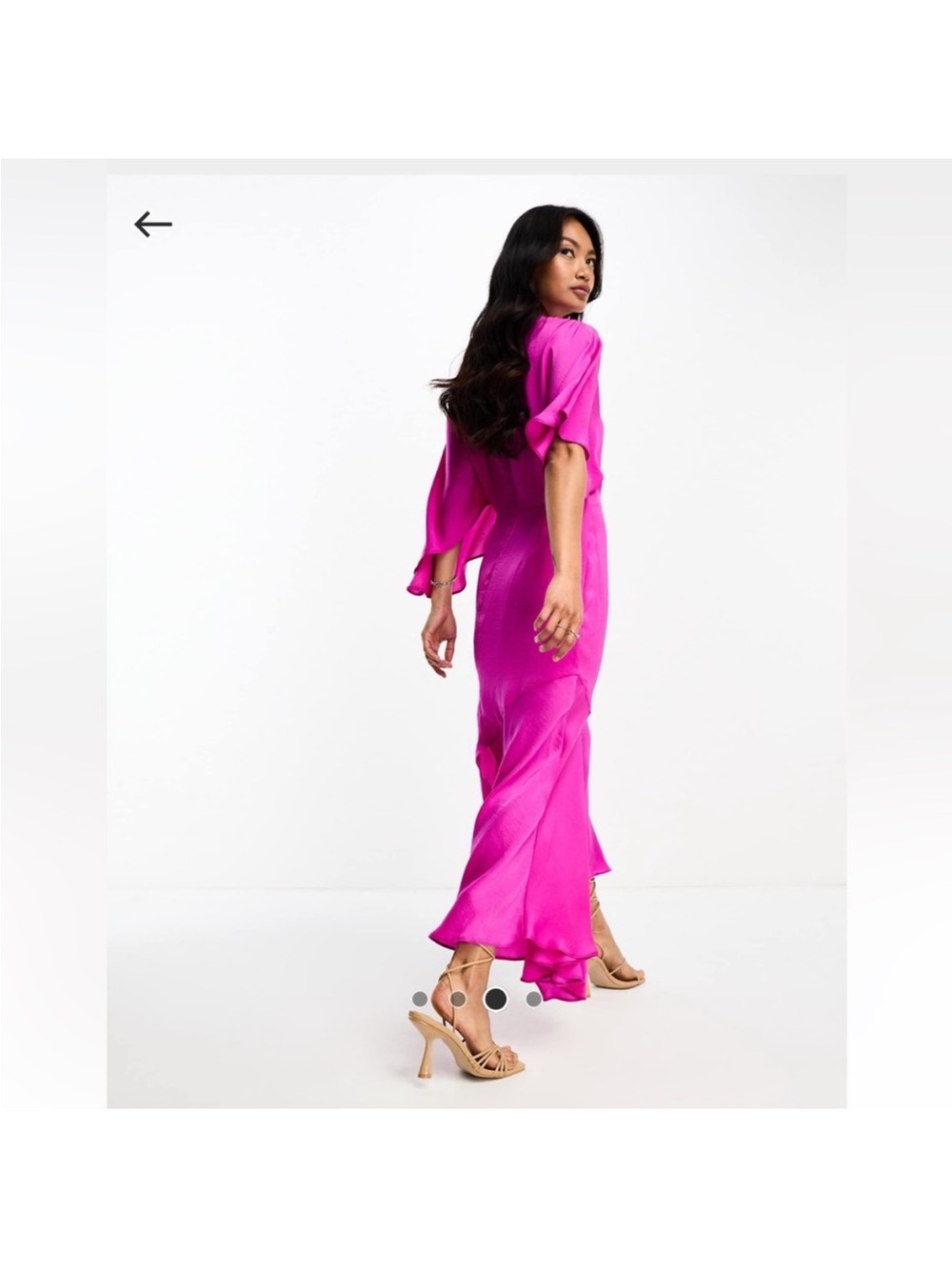 ASOS Hot Pink Asymmetrical Satin Midi Dress - Picture 2 of 4